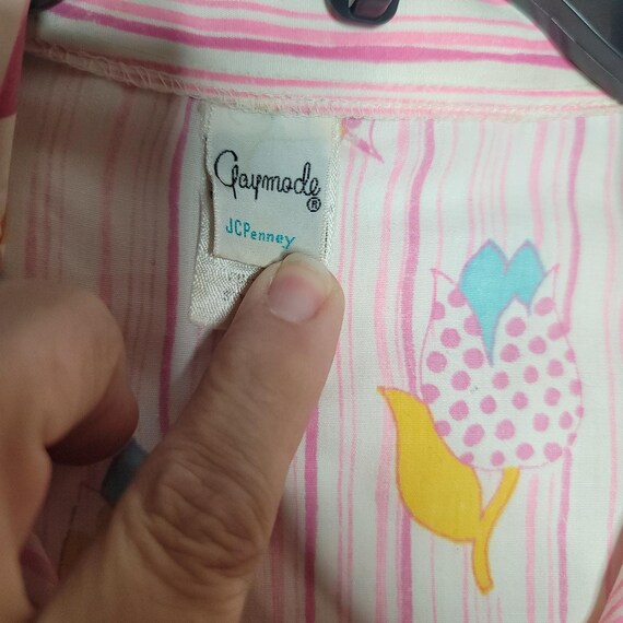 GAYMADE Vintage Pink Flowers funky Housecoat Dres… - image 9