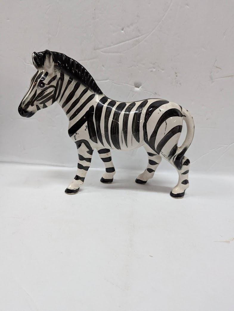 Vintage Ceramic Zebra Figurine Made in Japan Hand Painted 9