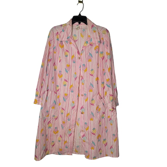 GAYMADE Vintage Pink Flowers funky Housecoat Dres… - image 1