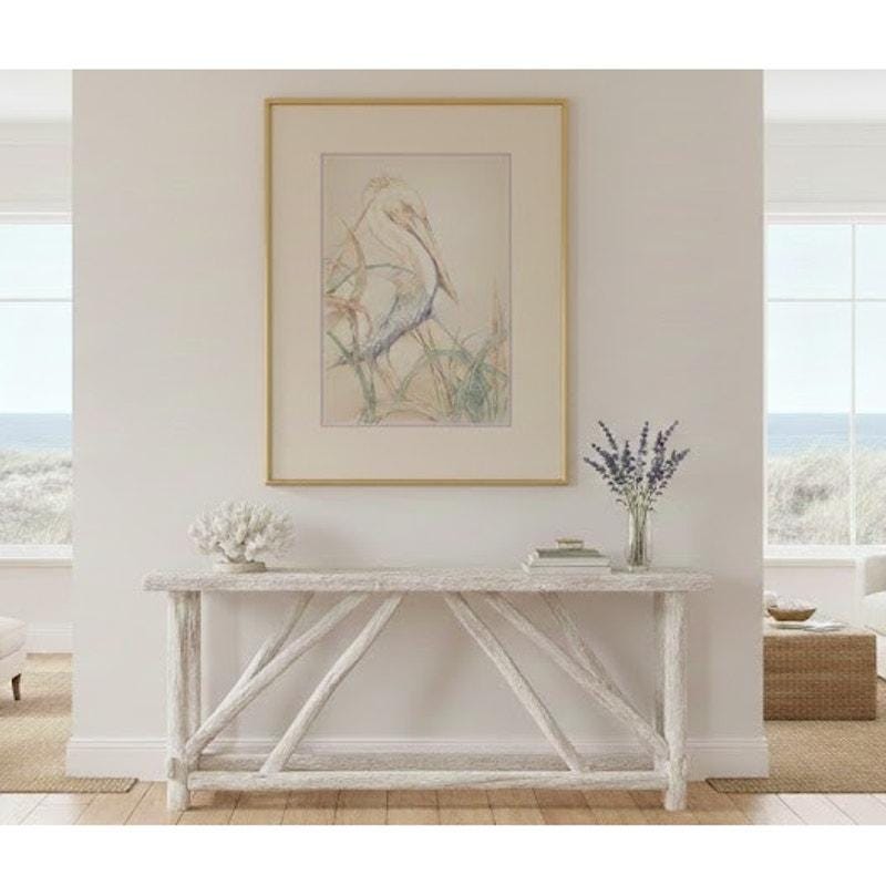 Original Louise Freshman Brown 1986 Framed Glass Blue Heron