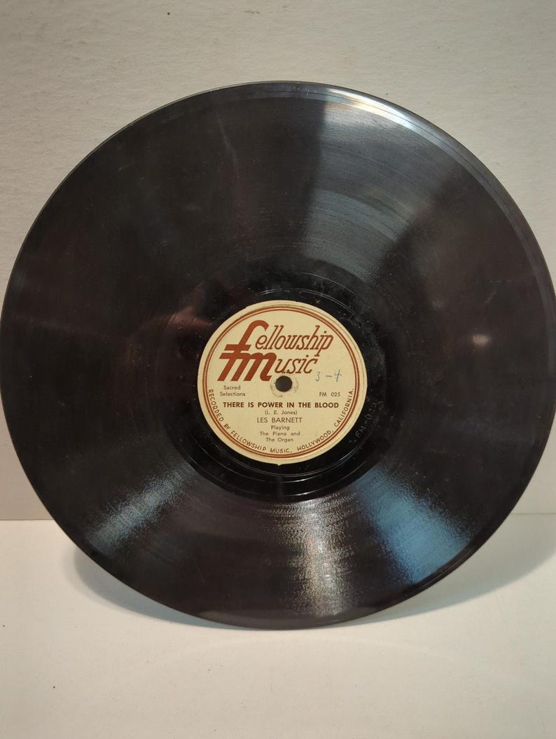 Shellac Music Vintage 78 Record LP Album Disc Shellac Vinyl Fellowship Gospel LES ...