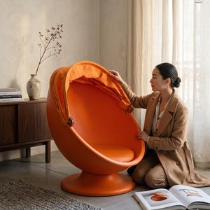 Vintage Orange Swivel Chair - Etsy