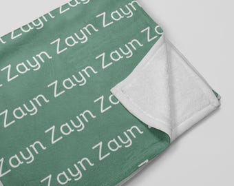 Personalized Green Minky Blanket For Kids
