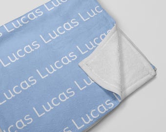 Personalized Name Blue Minky Blanket