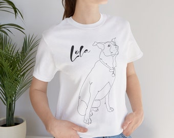 Personalisiertes Haustierportrait-T-Shirt: Individuelles Line-Art-Design für Hunde- und Katzenmütter. Muttertagsgeschenk.