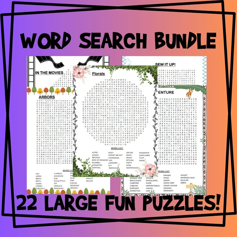 Search Fun Bundle of 22 Fun and Unique Word Search Puzzles - Etsy