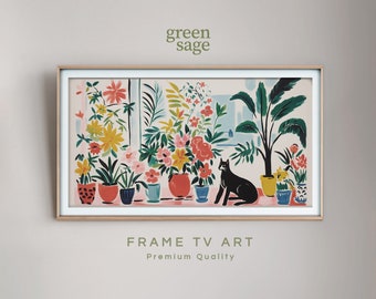 Samsung Frame TV Art | Colourful Flowers Painting | Spring Garden Hand Drawn TV Art | Vintage Botanical Floral Instant Digital Download