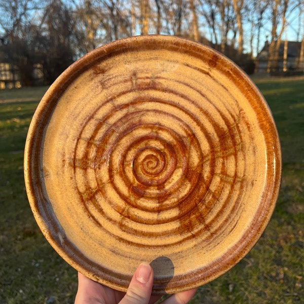 Handmade Orange Swirl Ceramic Dinner Plate - Kitchenware Housewares Dinnerwear