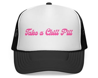 Y2K 2000er Jahre Frauen Lustige Pink Trucker Hat Mesh Take A Chill Pill