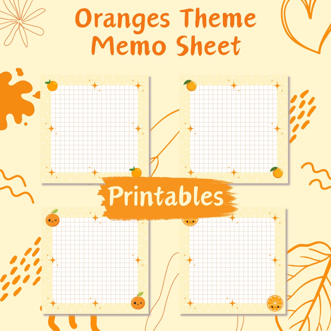 Kawaii Printable Memo Pad, Oranges Memo Sheet, Cute Printable Notepad ...