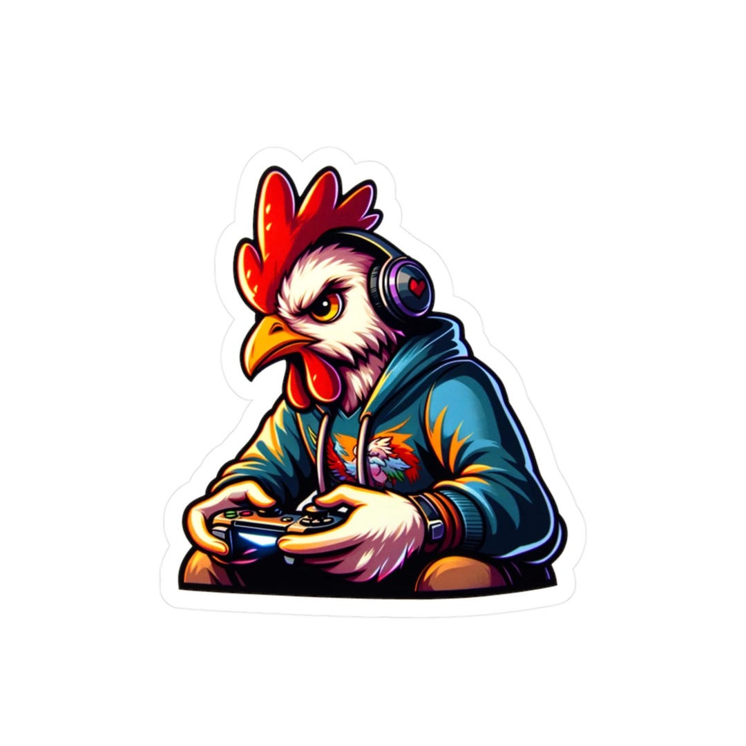 Gamer Chicken Kiss-cut Vinyl Decal - Etsy