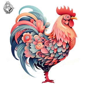 Colorful Chicken Clipart: Whimsical Farm Animal Art (SVG/PNG/JPG)