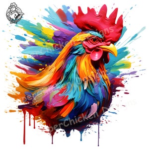 Abstract Chicken Art: Colorful Farm Animal Clipart (Digital Download)
