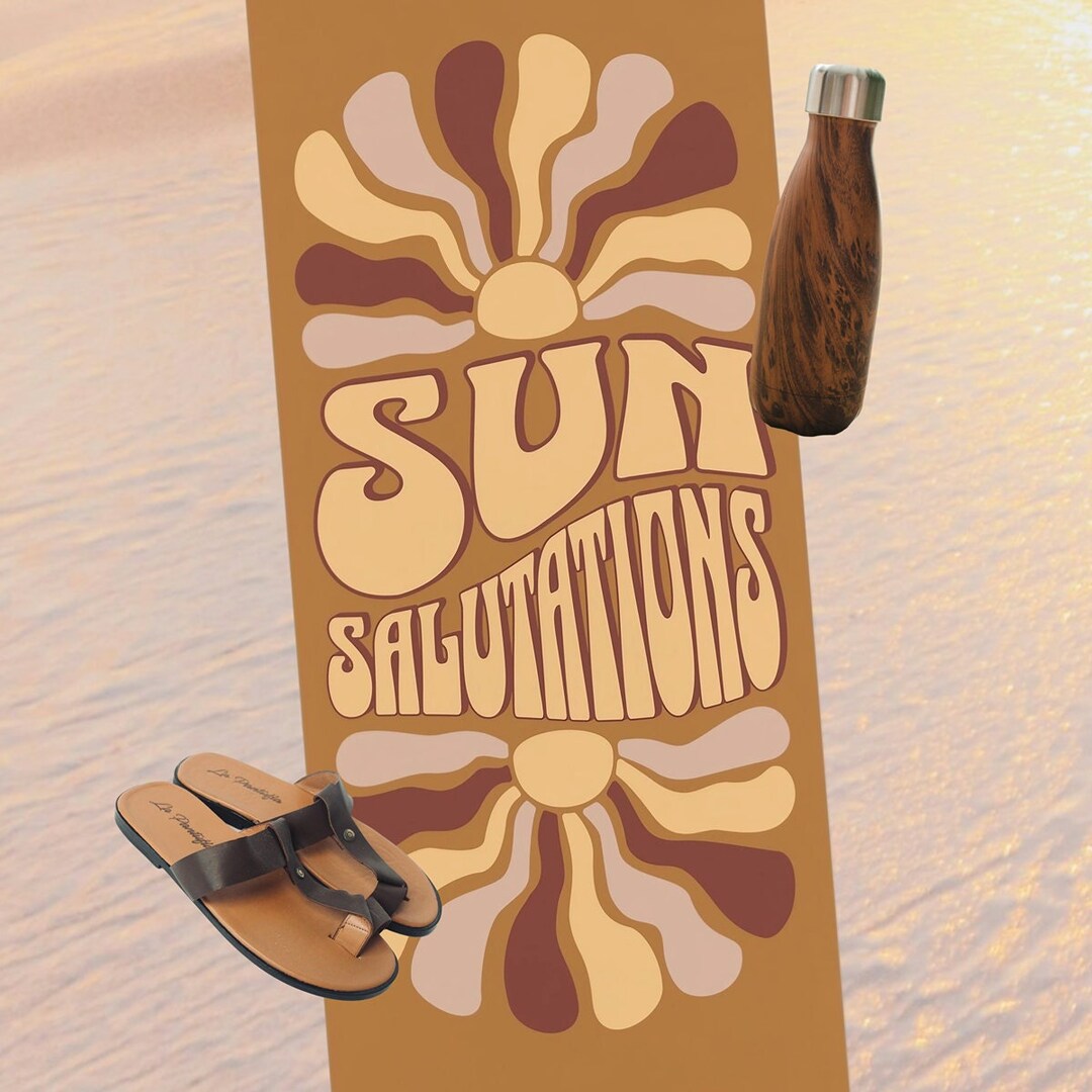 Yoga Mat, Sun Salutations, Beach Yoga Mat, Rubber Yoga Mat, Best Yoga