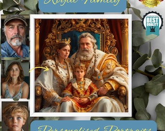 Familles royales, roi et reine, portraits numériques photo personnalisés, portrait numérique photo personnalisé, portrait numérique photo d'anniversaire art numérique