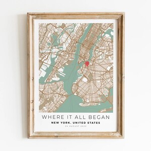 Mapa da cidade de casais personalizados, impressão de arte em parede, pintura em tela | Presente para ele ou ela no dia dos namorados, aniversário, casamento e aniversário