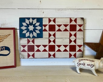 Handpainted Patriotic Barn Quilt Flag Sign