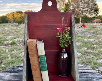 Chippy Red & Blue Candle Wall Box, Display Shelf, Homestead, Primitive, Rustic, Distressed,  Vintage-Look, Cottage, Farmhouse, Wall Décor