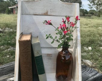 Chippy White Distressed Candle Wall Box, Display Shelf, Homestead, Primitive, Rustic, Vintage-Look, Cottage, Farmhouse, Hanging Wall Decor