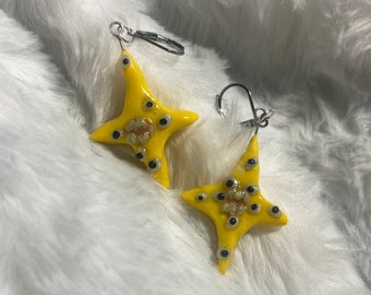 handmade star clay earrings