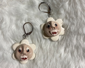 handmade "mister scarecrow" clay earrings