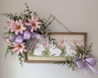 Easter Spring Floral Wall Sign Decor