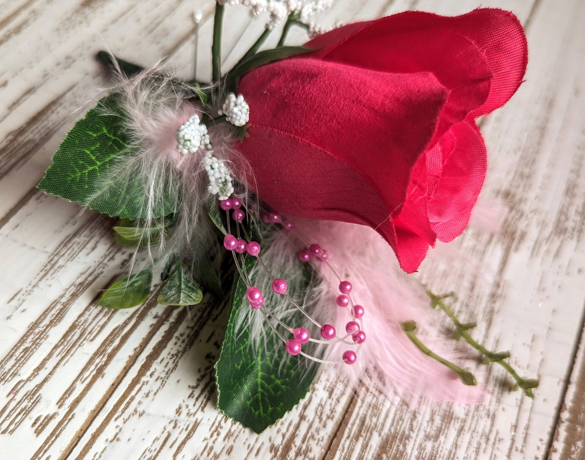 Pink Rose Bling Boutonniere - Etsy