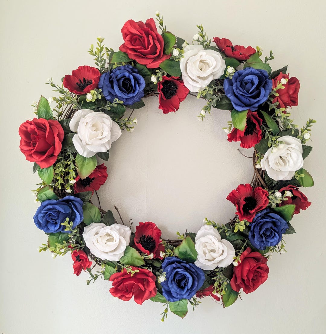 Red White and Blue Americana Floral Wreath - Etsy