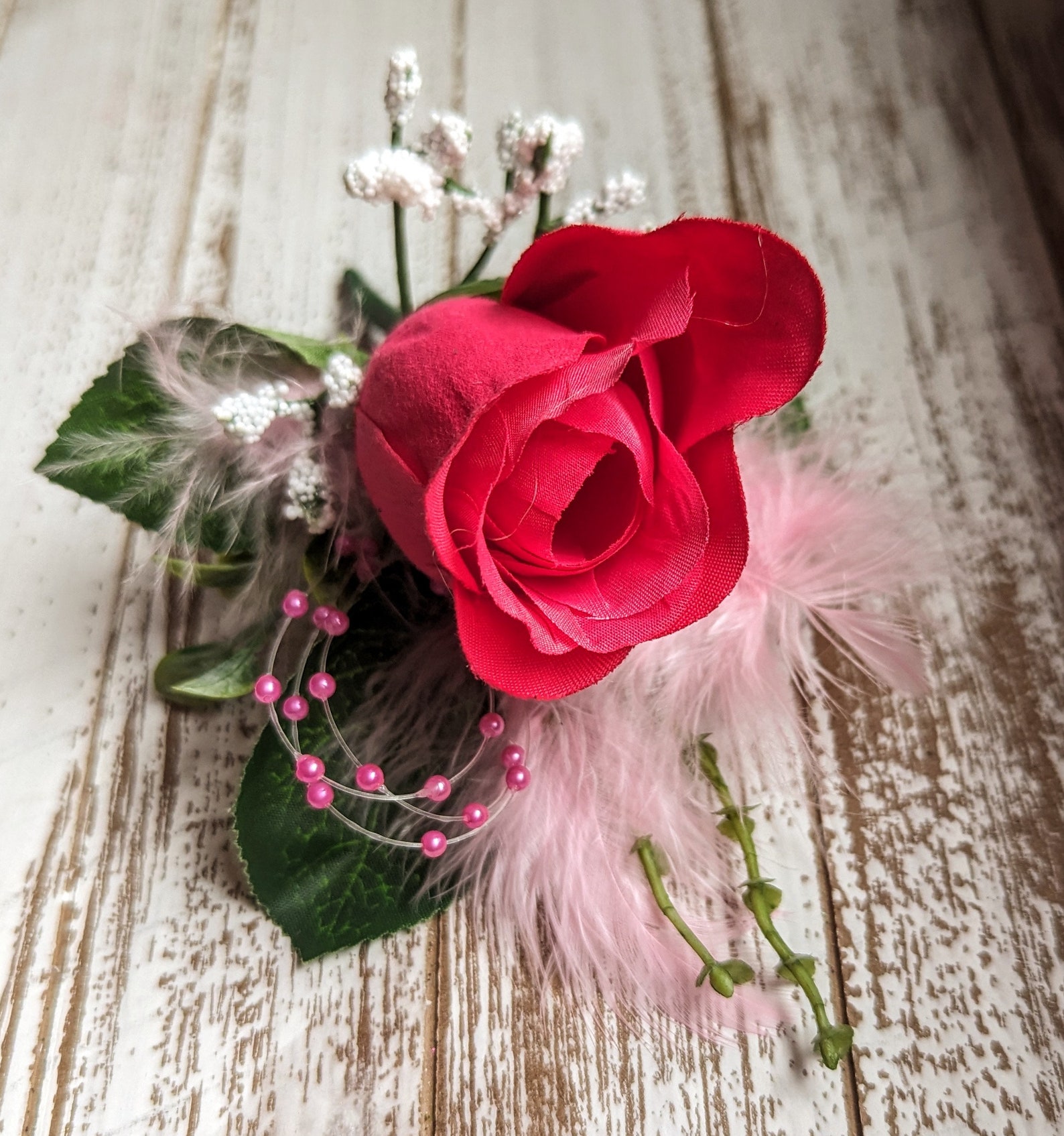 Pink Rose Bling Boutonniere - Etsy