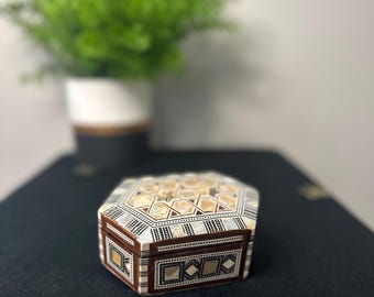 Handmade Jewelry Box - Beech wood with inlaid Mother of Pearl (303)