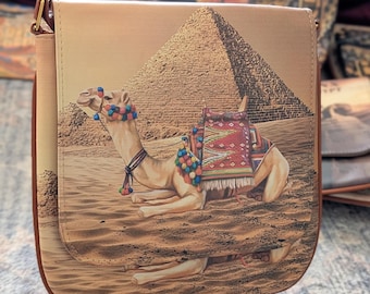 Egyptian Hieroglyphics Leather Tote Bag: Pharaonic Art