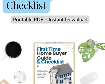 Guía imprimible para compradores de vivienda por primera vez: Planificador inmobiliario y lista de verificación en PDF