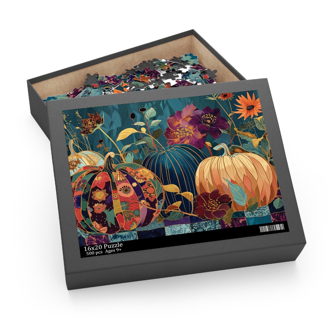 Patchwork Quilt Fall Pumpkins Jigsaw Puzzle 120, 252, 500-piece by ...