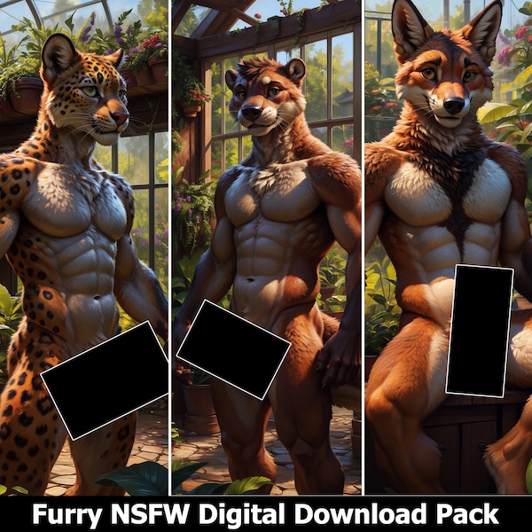 60 Garden Furry Guys - Instant Digital Download HD Images - Mature Content Nude Male Anthro Characters Tasteful Nudes