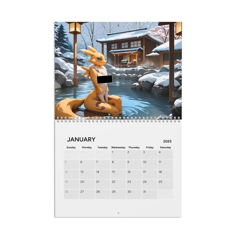 Female Furry 2025 Calendar Featuring Anthro Kitsune Renamon Twelve