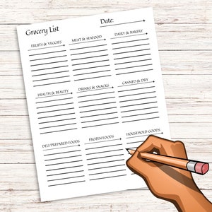 Grocery List Printable Template | Shopping Grocery List | Grocery Food ...