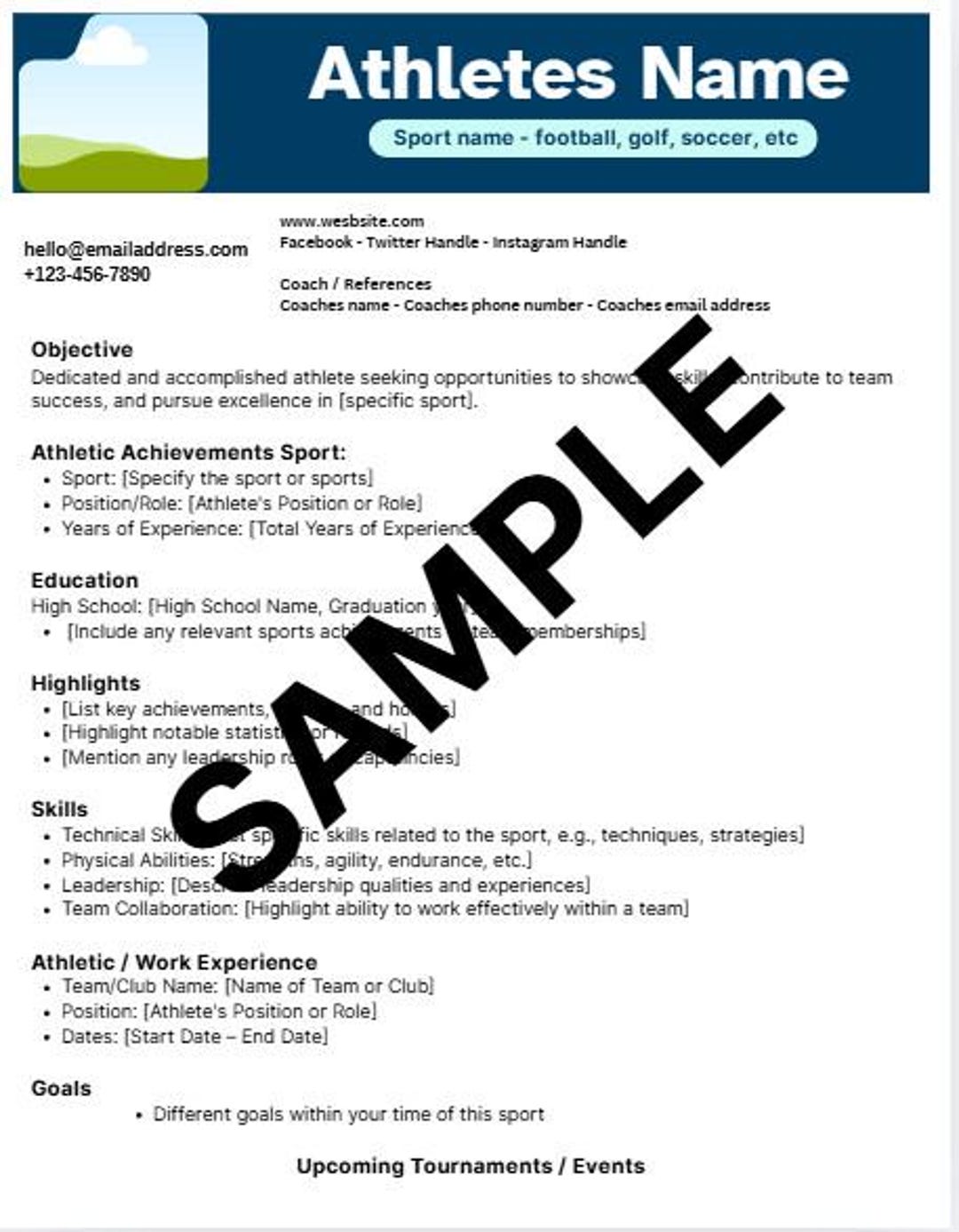 Canva - Athlete Resume Template | Sports Recruitment Profile | Editable ...