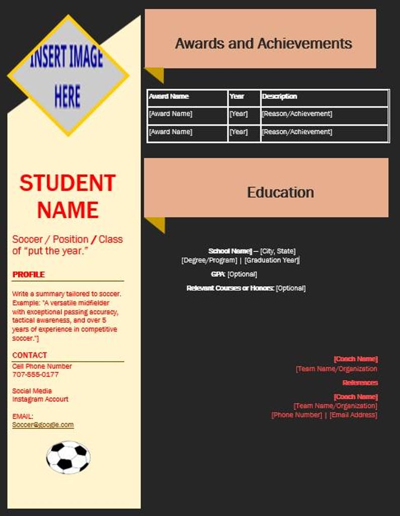 Soccer Resume Template Stand - Il 794xN.6569395840 Sbh3 