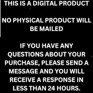 K&ouml;nnte beinhalten: Ein schwarzer Hinweis f&uuml;r ein digitales Produkt mit goldenem Glitzer oben. Der Text lautet: THIS IS A DIGITAL PRODUCT, NO PHYSICAL PRODUCT WILL BE MAILED, IF YOU HAVE ANY QUESTIONS ABOUT YOUR PURCHASE, PLEASE SEND A MESSAGE AND YOU WILL RECEIVE A RESPONSE IN LESS THAN 24 HOURS. Unten sind Sonnenblumen und der Text PRECIOUS CARGO mit einer Baby-Illustration zu sehen.