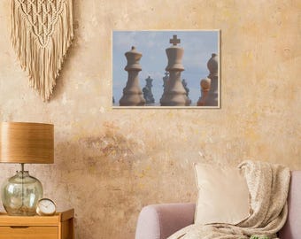 Chessboard Wall Art: Surreal Abstract Print (Framed, Ready to Hang)