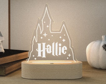 Personalized Magic School Night Light: Custom Engraved Witchy Decor
