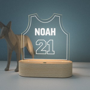 Personalized Basketball Jersey Night Light – Custom LED Name Lamp | Teen Bedroom Decor | Kids Room Nightlight | Sports Gift for Boys