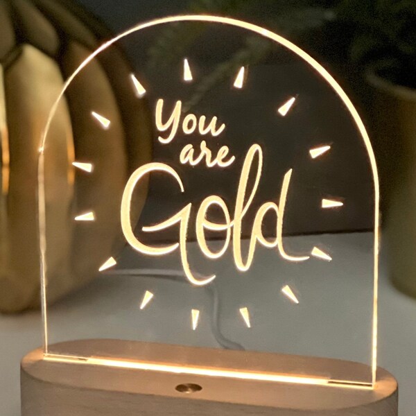 ACRYLIC PANEL ONLY | You Are Gold led Night Light | Teen Bedroom Decor | Kid Bedroom Decor | Nursery Decor | Table Lamp | Custom Name