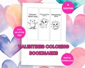 Valentine Coloring Bookmark, Kids Valentines Bookmark, Valentine Printable, Classroom Activity, Home school Activity, Kids Coloring
