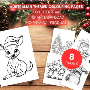 Australian Christmas Coloring Pages - Cute Coloring Book for kids - Christmas Printable - Activity for kids
