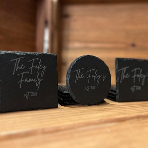 Custom Family Coaster Set | Engraved Coasters | Family Coaster Set | Housewarming Gift | Custom Gift | Personalized Coasters | Realtor Gift