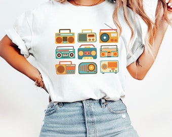 Comfort Colors® Retro Vintage RADIO T-Shirt Music Gift Ideas Gifts for Musicians College Students Baggy Oversized Cotton Tshirt Shirt Dress