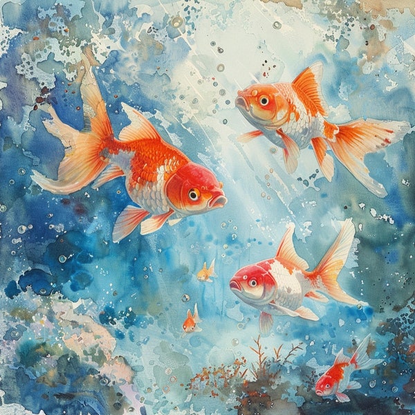 Watercolor Goldfish Clipart