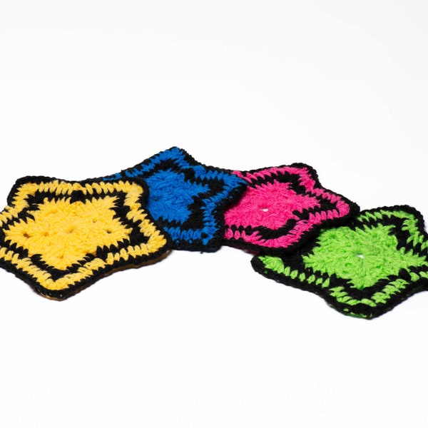 Set of 4 Hand-Crocheted Star Shaped Soup Bowl Coasters