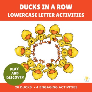 Alfabeto de patos: Letras y sonidos, minúsculas, imprimible para preescolar, juego de letras de primavera, preescolar, educación en casa, Montessori
